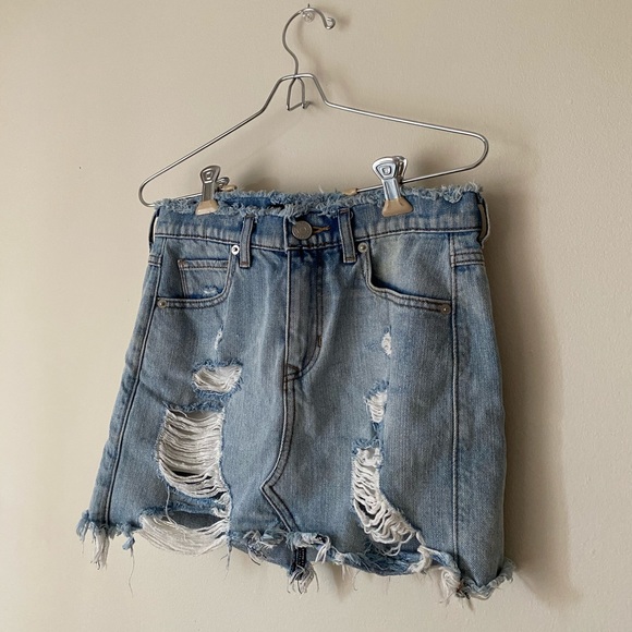 Express Distressed Denim Mini Skirt - Picture 8 of 11